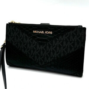 Michael Kors Large Double Zip Wallet Wristlet Black Multi